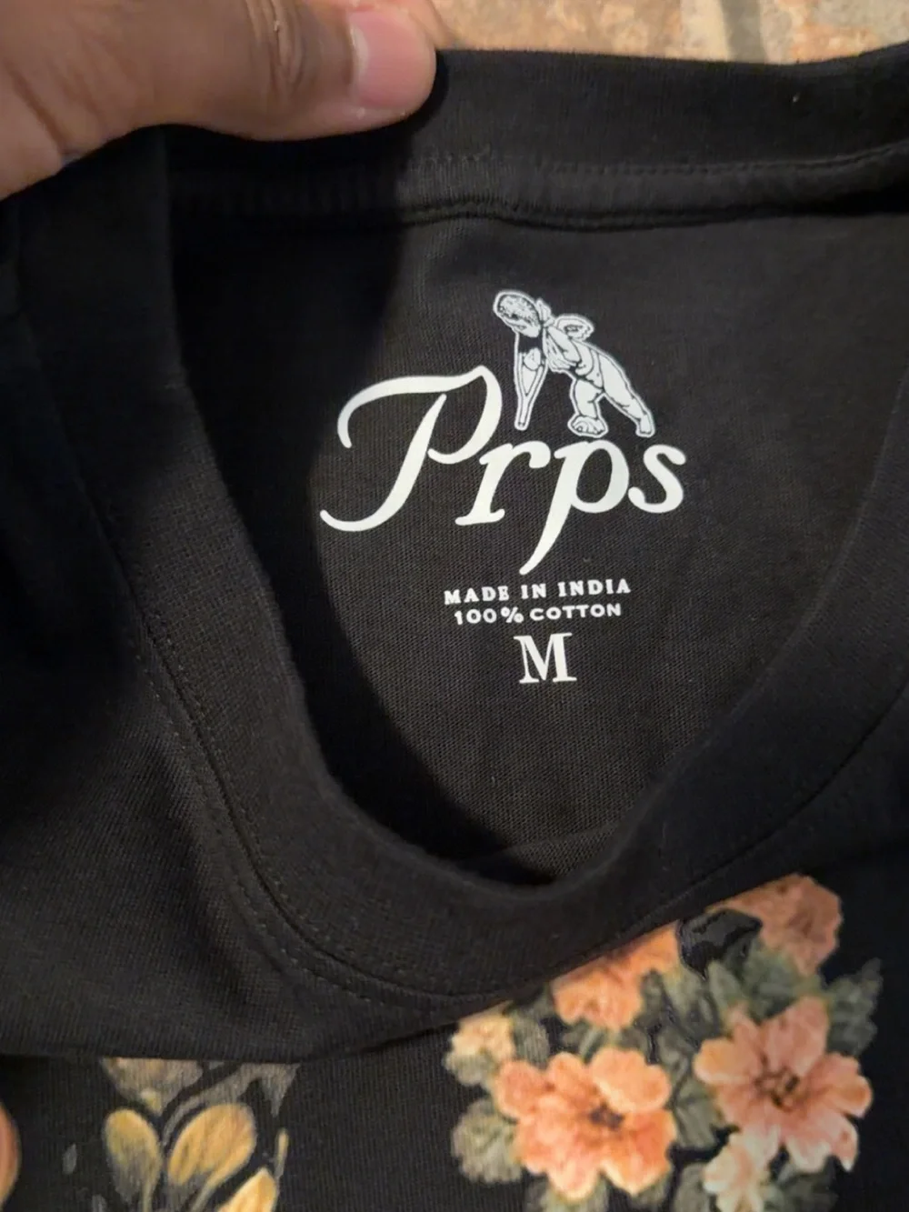 PRPS Black Floral Graphic Tee $98 Retail